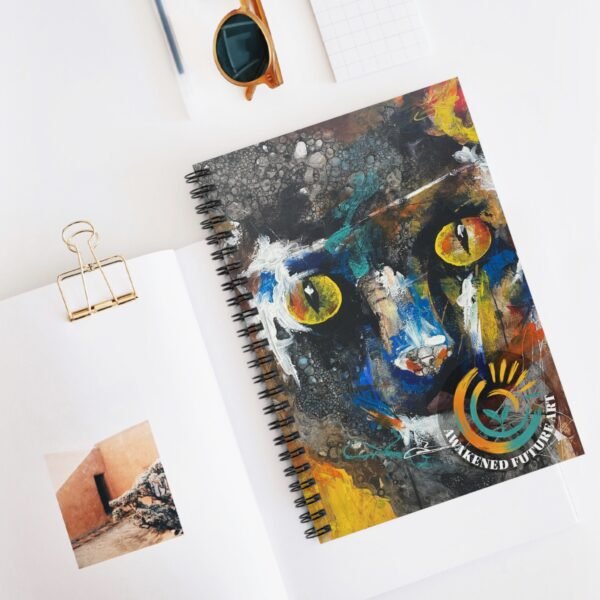Awakened Future Art Spiral Notebook – Black Cat Cover | 118 Pages