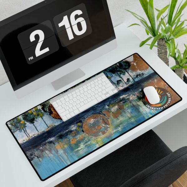 Awakened Future Art Desk Mat – Reflected Harmony | Anti-Slip Artistic Mouse Pad