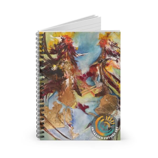 Awakened Future Art Spiral Notebook – Golden Roosters Cover | 118 Pages