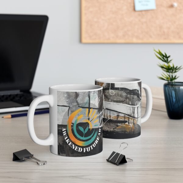 Awakened Future Art Ceramic Mug – 11oz | Front & Back Artwork