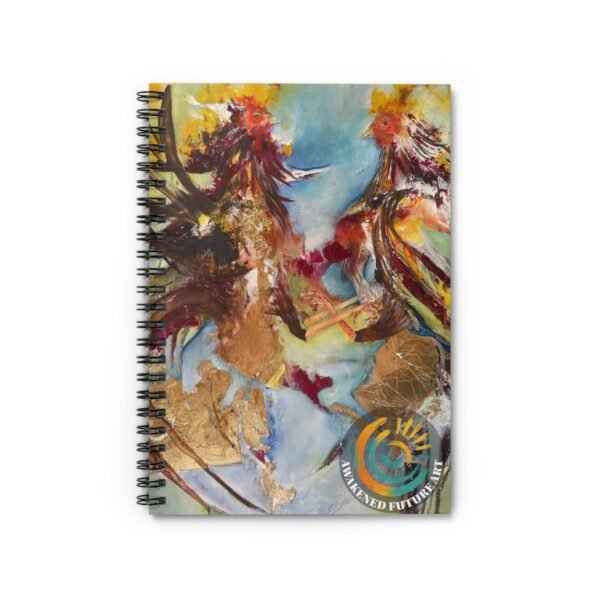 Awakened Future Art Spiral Notebook – Golden Roosters Cover | 118 Pages