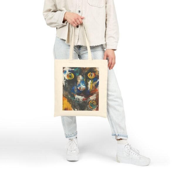 Awakened Future Art Tote Bag – Black Cat Artwork | Cotton Canvas
