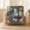 Woven Blanket – “Black Cat” by Sandra Garcia | Awakened Future Art | 100% Cotton Tapestry Throw with Fringed Edges (3 Sizes)