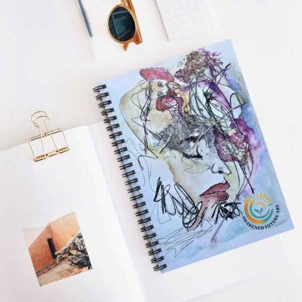 "Bearer of the Awakening" Artistic Spiral Notebook – Abstract Portrait Journal – 118 Pages