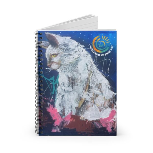 "Spirit of the Dawn" Awakened Future Art Spiral Notebook – Black Cat Cover | 118 Pages