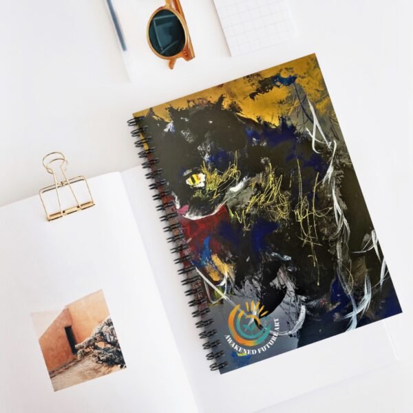 "Night Sentinel 2" Awakened Future Art Spiral Notebook – Black Cat Cover | 118 Pages