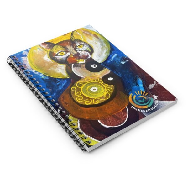 "Essence of Isis" Awakened Future Art Spiral Notebook – Black Cat Cover | 118 Pages