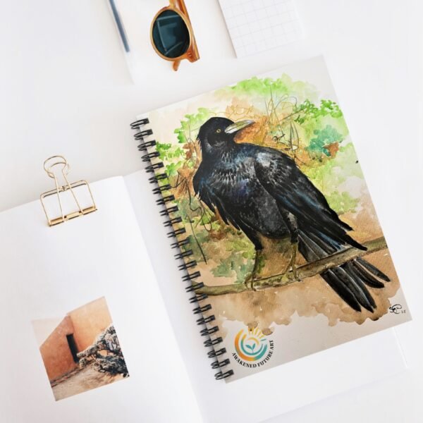 "Dark Messenger" Awakened Future Art Spiral Notebook – Black Cat Cover | 118 Pages