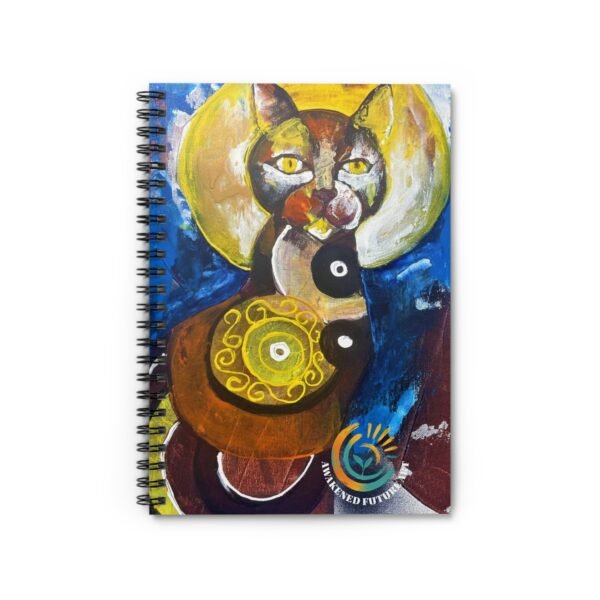 "Essence of Isis" Awakened Future Art Spiral Notebook – Black Cat Cover | 118 Pages