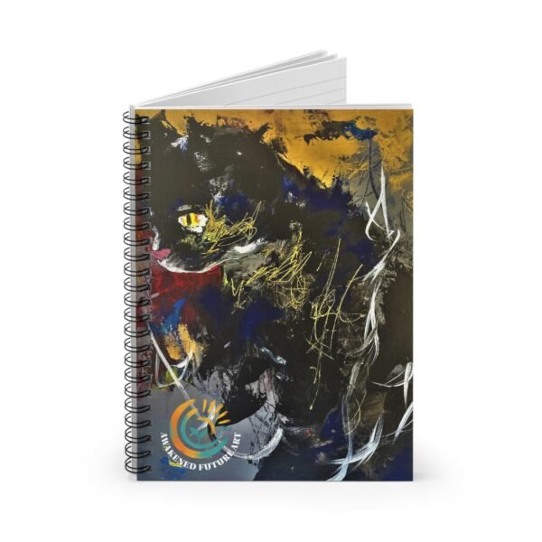 "Night Sentinel 2" Awakened Future Art Spiral Notebook – Black Cat Cover | 118 Pages