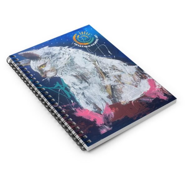 "Spirit of the Dawn" Awakened Future Art Spiral Notebook – Black Cat Cover | 118 Pages