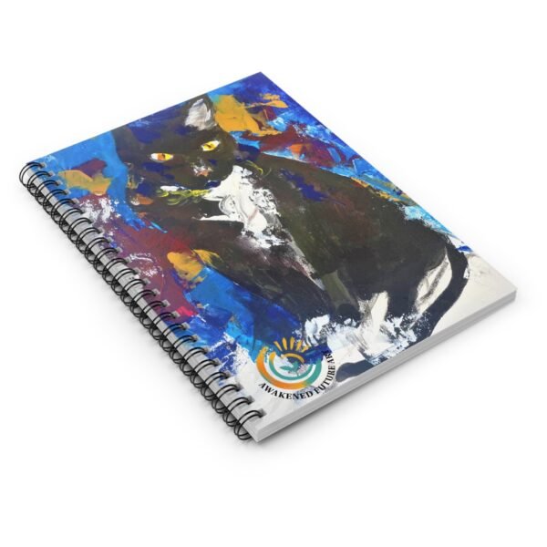 "Night Sentinel" Awakened Future Art Spiral Notebook – Black Cat Cover | 118 Pages