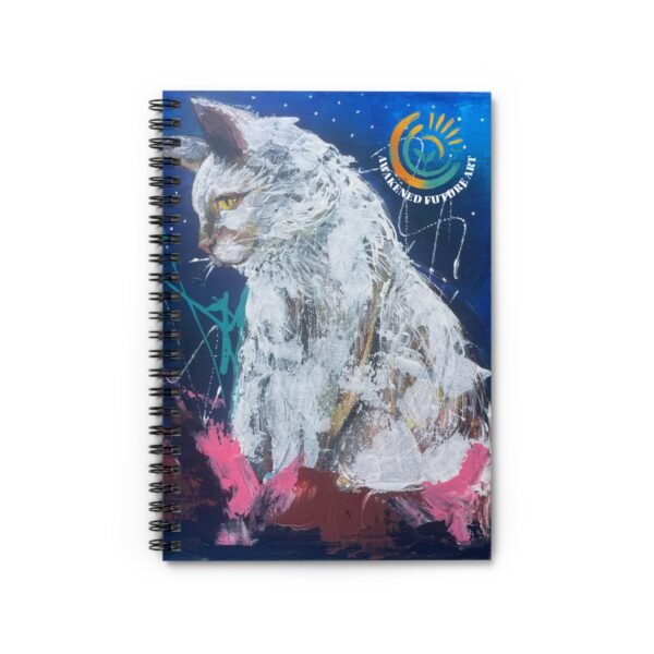 "Spirit of the Dawn" Awakened Future Art Spiral Notebook – Black Cat Cover | 118 Pages